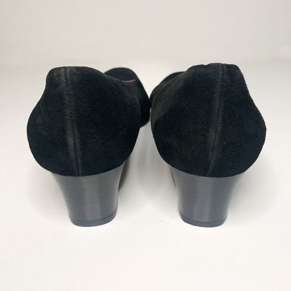 Gucci Interlocking GG Logo Heels 10 Black Suede Shoes Slip On Block Heel Pumps - Picture 8 of 10